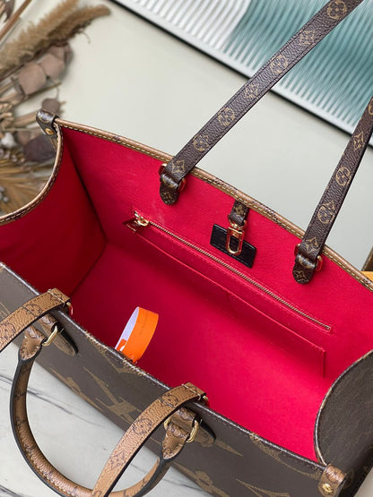 Bolsa Tote Couro Padrão Monograma Geométrico