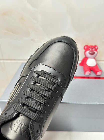 Tênis Couro Preto Cano Baixo Casual