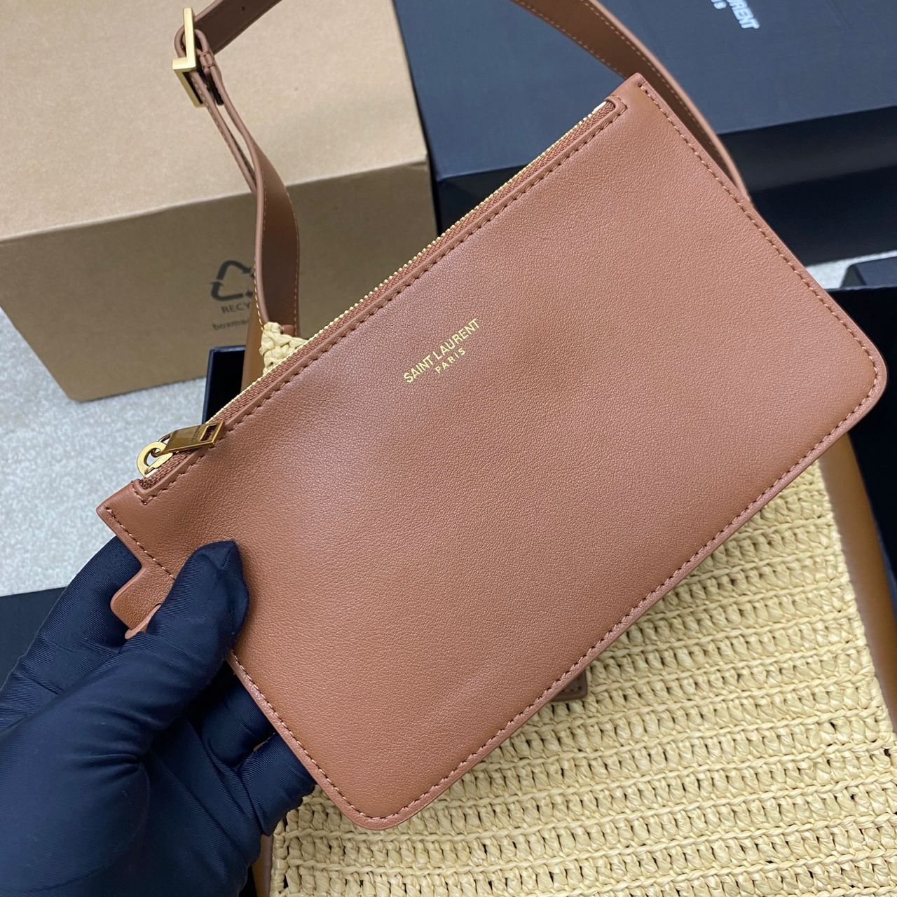 Bolsa Satchel Couro Supple Pequena Marrom