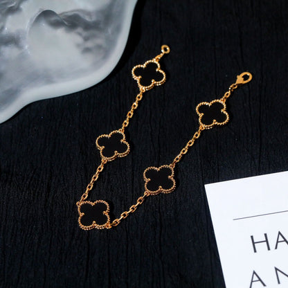 Pulseira Metal Dourado Detalhe Floral