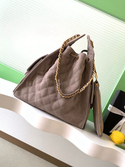 Bolsa Satchel Couro Acolchoado Preto Corrente 25cm
