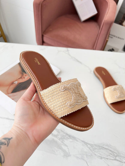 Sandália Mule Couro Padrão Monograma Triomphe