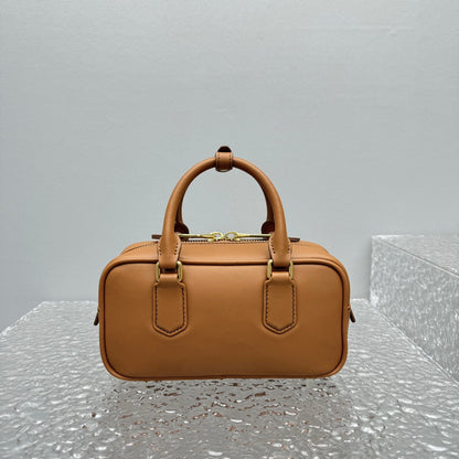 Bolsa Satchel Couro Marrom Compartimentos Estruturada