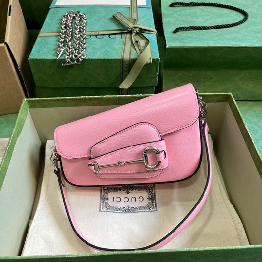 Bolsa Satchel Couro Rosa Fivela Ferradura