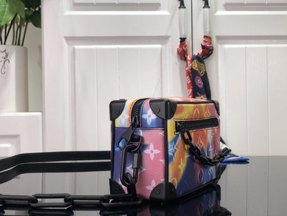 Bolsa Satchel Couro Padrão Monograma Multicolor Sunset Compact