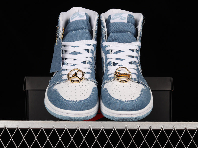 Tênis Cano Alto Couro Basquete Jeans Jeans