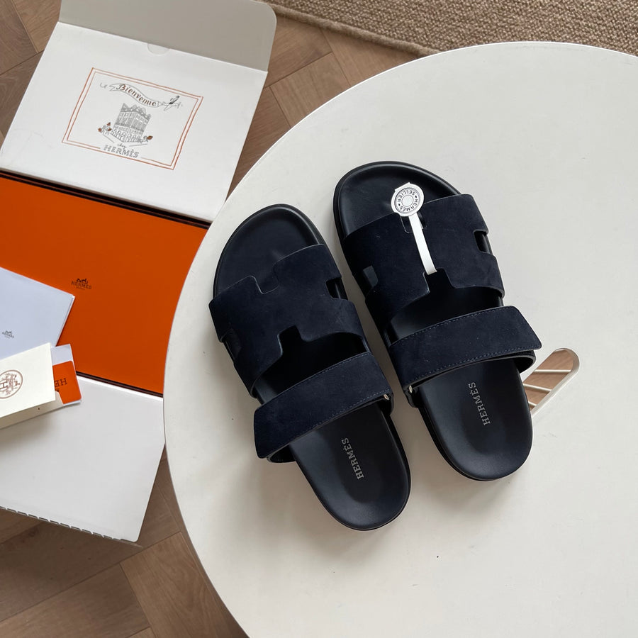 Hermès Chypre Suede - Azul marinho