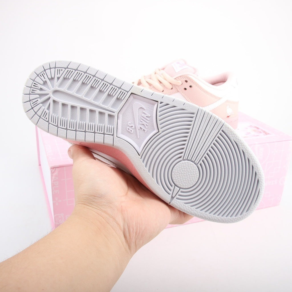 Tênis Cano Baixo Skate Couro Rosa Pombinha