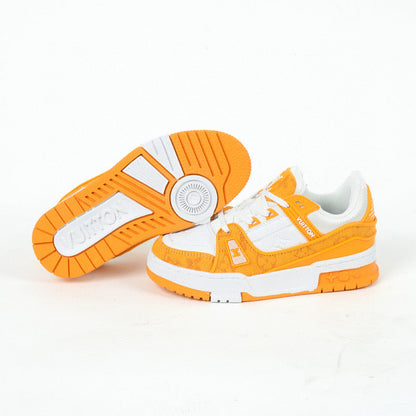 Tênis Infantil Padrão Quadriculado Marrom Amarelo