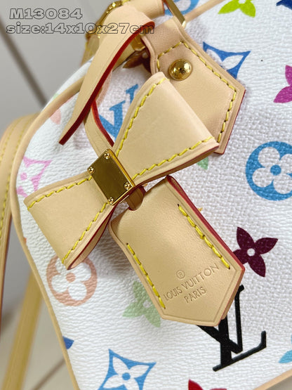 Bolsa Satchel Couro Padrão Monograma Geométrico Marrom Média