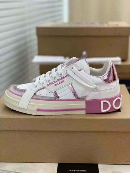 Tênis Couro Branco Rosa Detalhe Colorido