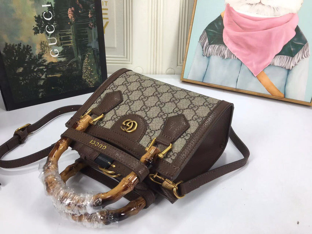 Bolsa Tote Couro Padrão Entrelaçado Camel e Preto Pequena