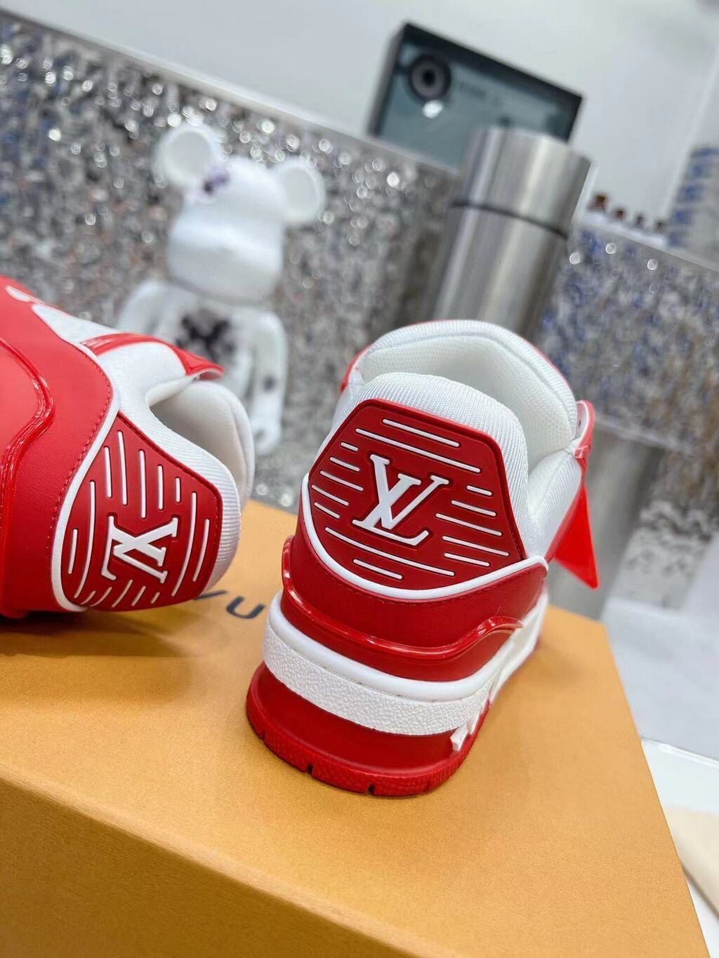 Tênis Casual Couro Vermelho e Branco