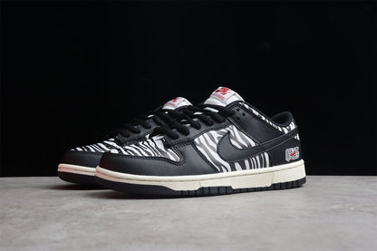 Tênis Cano Baixo Couro Padrão Zebra Preto e Branco