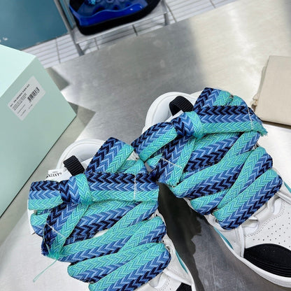 Tênis Couro Branco Detalhe Azul Solado Chunky