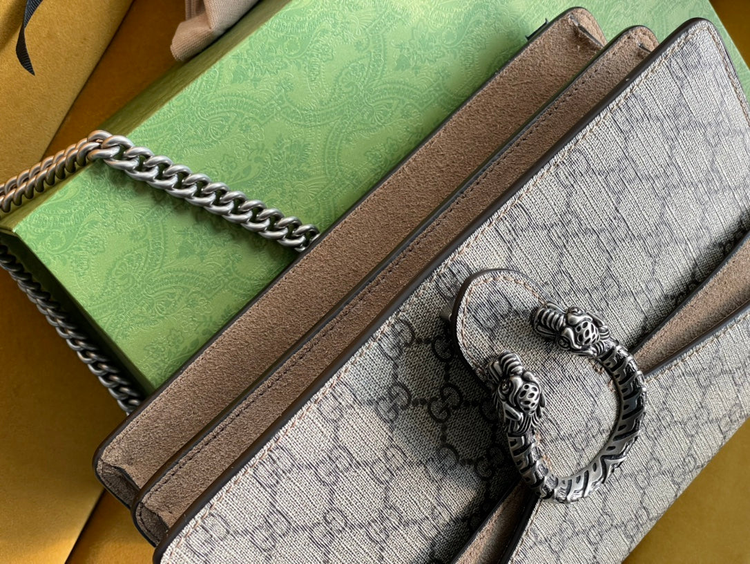 Bolsa Ombro Lona Padrão Entrelaçado Bege e Preto Pequena