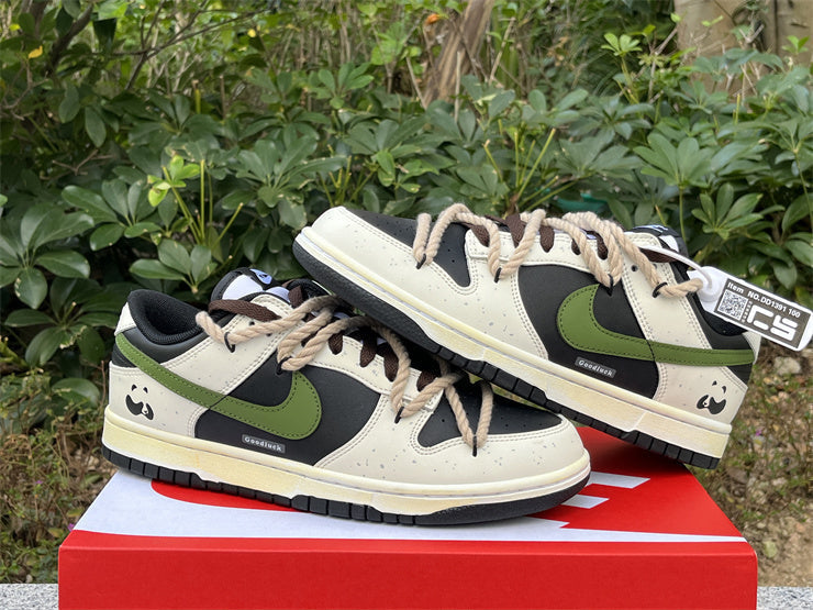 Tênis Cano Baixo Couro Branco Preto e Verde