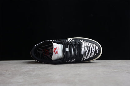 Tênis Cano Baixo Couro Padrão Zebra Preto e Branco
