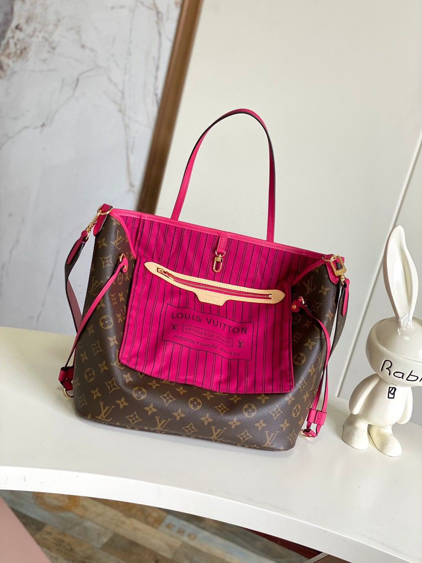 Bolsa Tote Couro Padrão Monograma Geométrico Rosa com Alça Ajustável