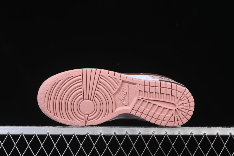 Tênis Cano Baixo Couro Branco Rosa e Marrom