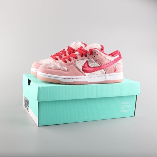Tênis Cano Baixo Skate Couro Rosa Padrão Corações