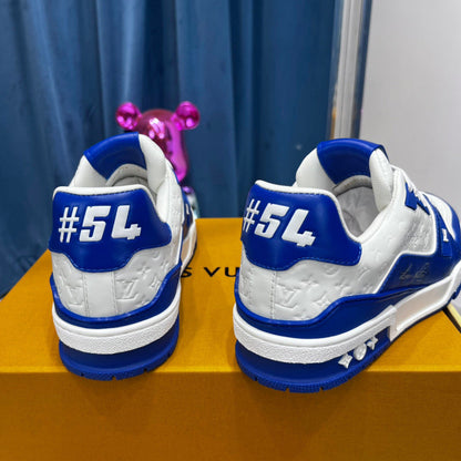 Tênis Casual Couro Branco Azul