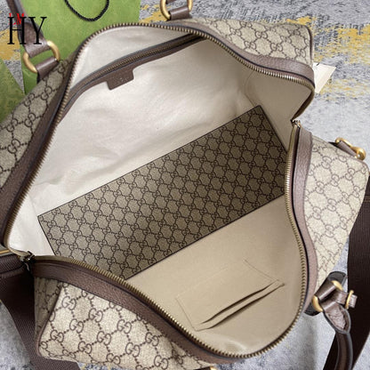 Bolsa Duffel Grande Couro Preto com Alças