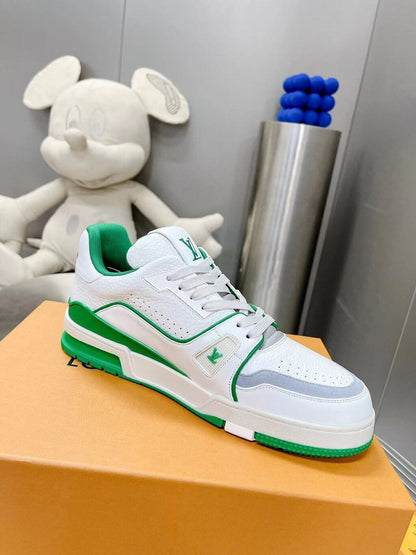 Tênis Couro Branco Detalhe Verde
