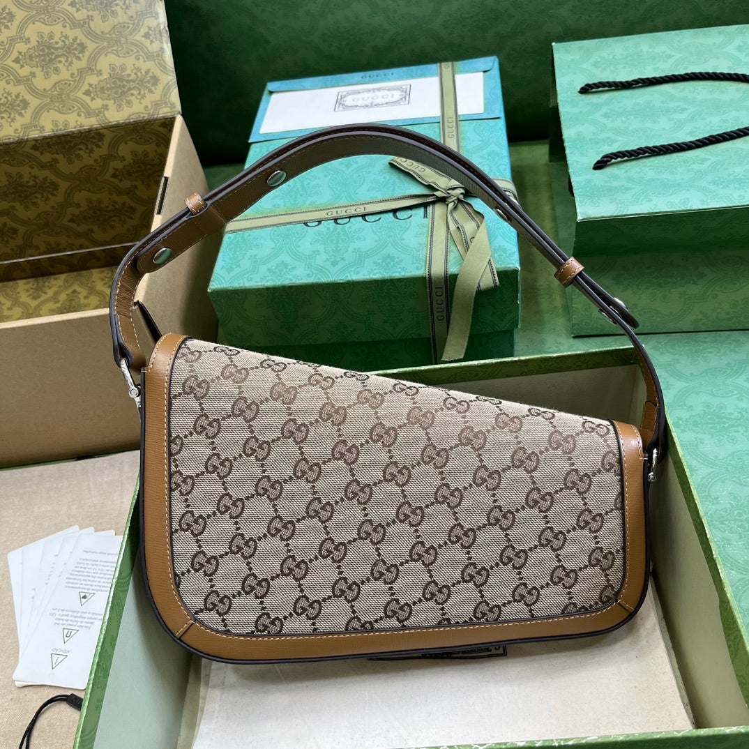 Bolsa Couro Marrom Fechamento Metálico Ferradura