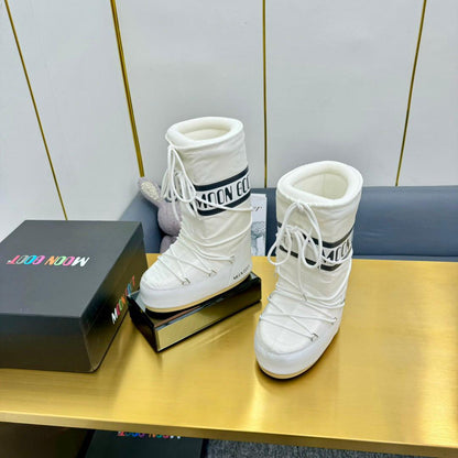 Bota Nylon Acolchoada Branca Cano Alto
