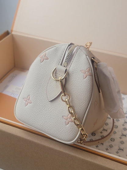 Bolsa Satchel Couro Monograma Caramelo com Alça Removível