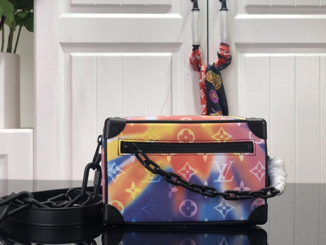 Bolsa Satchel Couro Padrão Monograma Multicolor Sunset Compact
