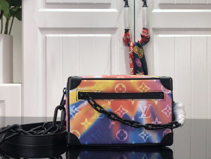 Bolsa Satchel Couro Padrão Monograma Multicolor Sunset Compact