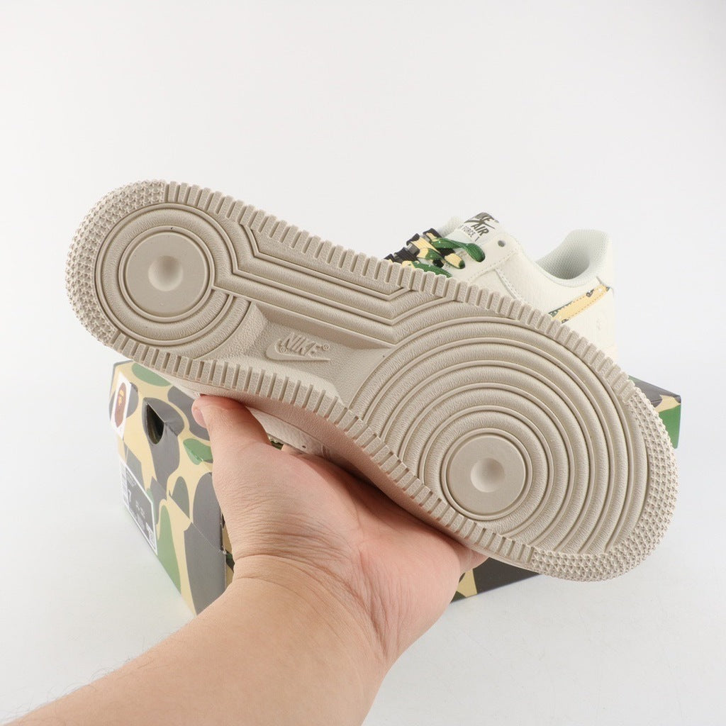 Tênis Cano Baixo Couro Branco Camuflado
