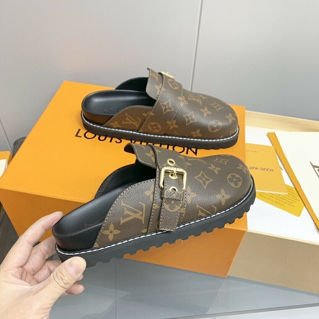 Sandália Couro Cacao Conforto Flat