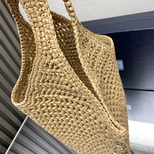 Bolsa Tote Prada em crochê natural vista lateral