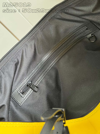 Mala Viagem Couro Amarelo Alça Ajustável 50cm