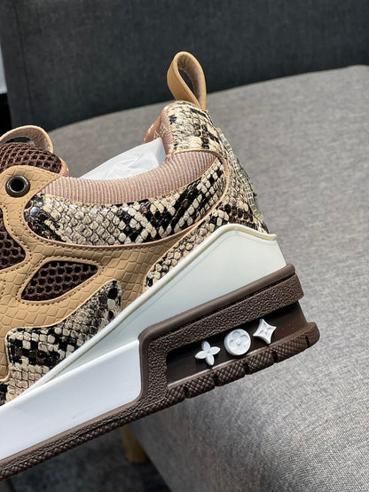 Tênis Skate Couro Marrom Textura Serpente