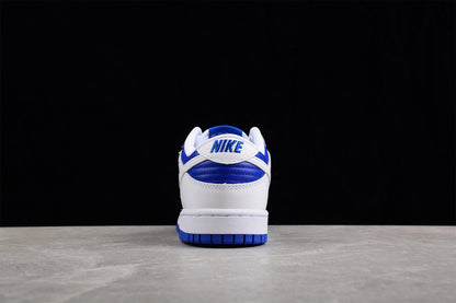 Tênis Cano Baixo Couro Branco Detalhe Azul Racer