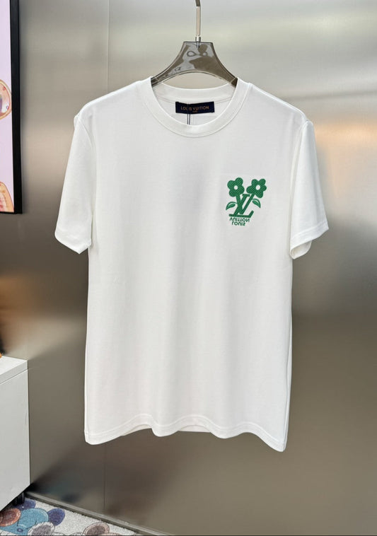 Camiseta Algodão Padrão Monograma Geométrico
