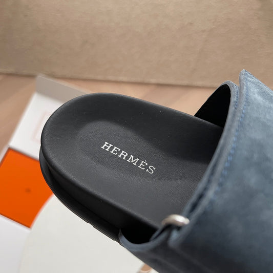 Hermès Chypre Suede - Azul Petrólio