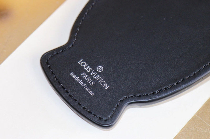 Chaveiro Bolsa Padrão Monograma Geométrico Preto Coruja