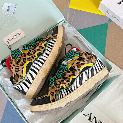 Tênis Couro Animal Print Solado Robusto