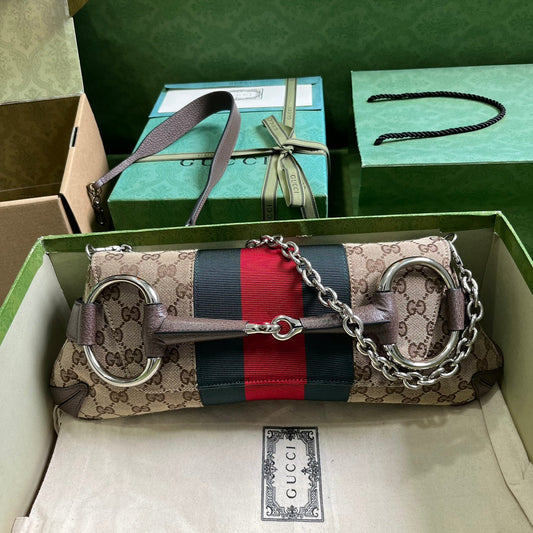 Bolsa Ombro Couro Pequena Com Corrente Metálica