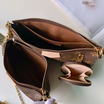 Pochete Nylon Padrão Monograma Geométrico Marrom Multi