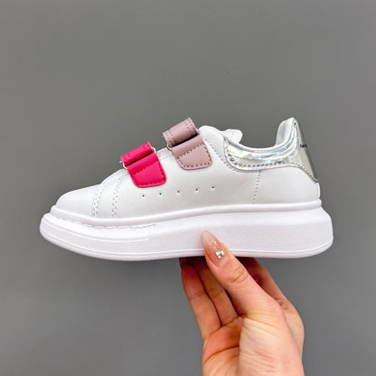 Tênis Couro Branco Detalhe Rosa Infantil