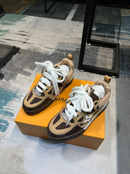 Tênis Skate Couro Marrom Textura Serpente
