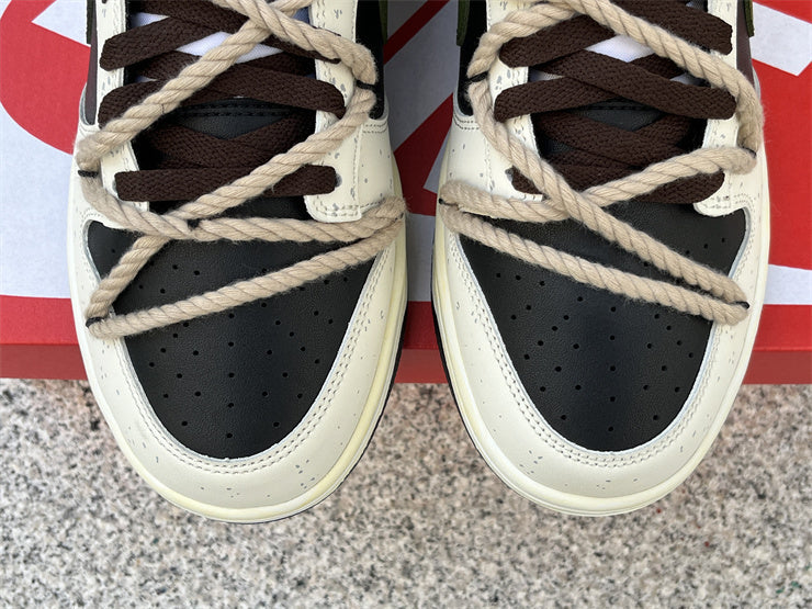 Tênis Cano Baixo Couro Branco Preto e Verde