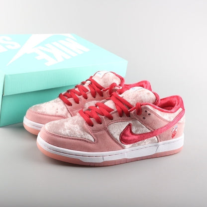 Tênis Cano Baixo Skate Couro Rosa Padrão Corações