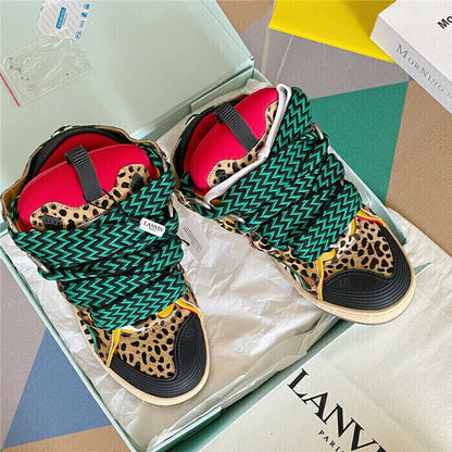 Tênis Couro Animal Print Solado Robusto